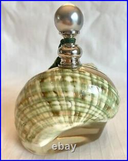 Vintage Green Turbo Shell Perfume Bottle With Tassel Empty Pretty