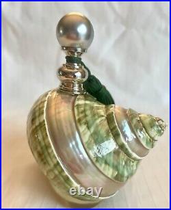 Vintage Green Turbo Shell Perfume Bottle With Tassel Empty Pretty