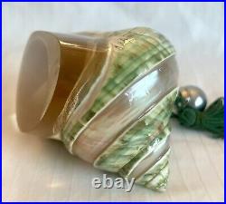 Vintage Green Turbo Shell Perfume Bottle With Tassel Empty Pretty