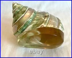 Vintage Green Turbo Shell Perfume Bottle With Tassel Empty Pretty