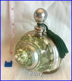 Vintage Green Turbo Shell Perfume Bottle With Tassel Empty Pretty