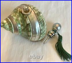 Vintage Green Turbo Shell Perfume Bottle With Tassel Empty Pretty