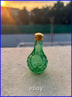 Vintage Green Uranium Glass Perfume Bottle with Stopper Strong UV Glow Mint