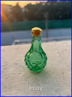 Vintage Green Uranium Glass Perfume Bottle with Stopper Strong UV Glow Mint