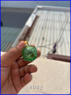 Vintage Green Uranium Glass Perfume Bottle with Stopper Strong UV Glow Mint