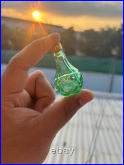 Vintage Green Uranium Glass Perfume Bottle with Stopper Strong UV Glow Mint
