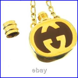 Vintage Gucci Perfume Bottle Chain Rare Brown Gold Necklace. NFV6317
