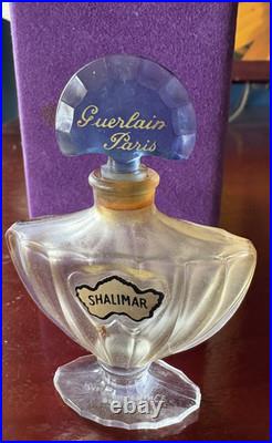 Vintage Guerlain Shalimar Perfume Baccarat Batwing Crystal Bottle With Box
