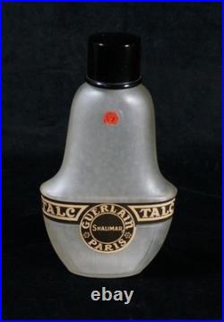 Vintage Guerlain Shalimar Talc Glass Bottle EC Rare Art Deco (CB6)