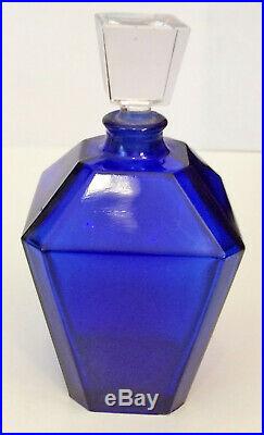Vintage Guerlain Verveine Perfume Art Deco Cobalt Blue Bottle