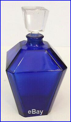 Vintage Guerlain Verveine Perfume Art Deco Cobalt Blue Bottle