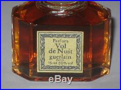 Vintage Guerlain Vol De Nuit Perfume Bottle & Box 1/2 OZ, 15 ML Unused Full