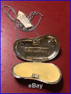 Vintage Halston Elsa Peretti Bean Pendant Solid Perfume Locket Necklace & Bottle