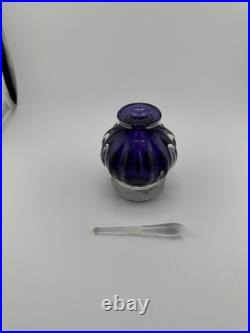 Vintage Hand Blown Purple Glass Perfume Bottle Signed 4.25 ICCAN Gallery CA