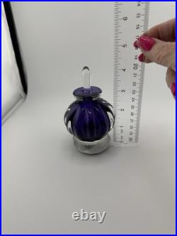 Vintage Hand Blown Purple Glass Perfume Bottle Signed 4.25 ICCAN Gallery CA