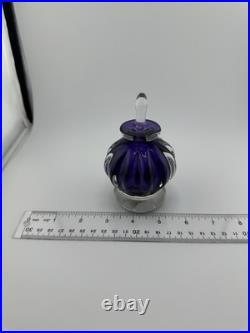 Vintage Hand Blown Purple Glass Perfume Bottle Signed 4.25 ICCAN Gallery CA