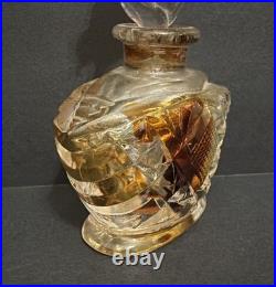 Vintage Hand Cut Bohemian Art Deco Glass Crystal Perfume Bottle withBird Stopper