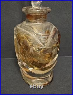 Vintage Hand Cut Bohemian Art Deco Glass Crystal Perfume Bottle withBird Stopper