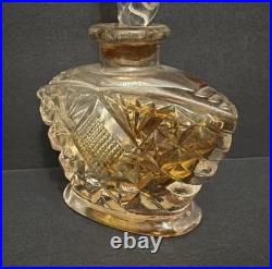 Vintage Hand Cut Bohemian Art Deco Glass Crystal Perfume Bottle withBird Stopper
