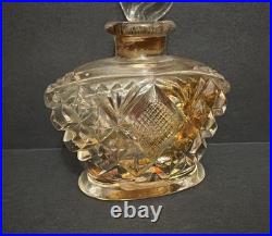 Vintage Hand Cut Bohemian Art Deco Glass Crystal Perfume Bottle withBird Stopper