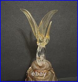 Vintage Hand Cut Bohemian Art Deco Glass Crystal Perfume Bottle withBird Stopper