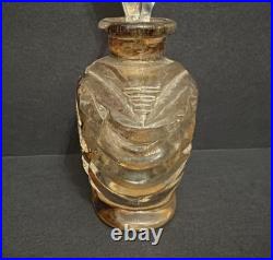 Vintage Hand Cut Bohemian Art Deco Glass Crystal Perfume Bottle withBird Stopper