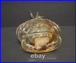 Vintage Hand Cut Bohemian Art Deco Glass Crystal Perfume Bottle withBird Stopper