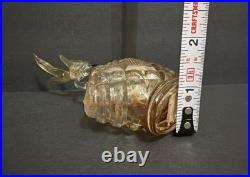 Vintage Hand Cut Bohemian Art Deco Glass Crystal Perfume Bottle withBird Stopper