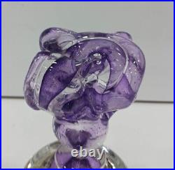 Vintage Hand blown Glass'Ribbon' Purple With Gold Flakes MURANO Perfume Bottle