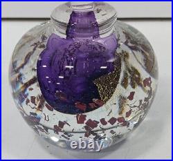 Vintage Hand blown Glass'Ribbon' Purple With Gold Flakes MURANO Perfume Bottle