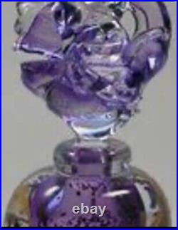 Vintage Hand blown Glass'Ribbon' Purple With Gold Flakes MURANO Perfume Bottle