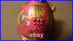 Vintage Hand-painted Jeweled Red Grapes Egg W Perfume Bottle Limoges Trinket Box