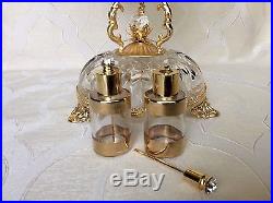 Vintage Harrod's Hand Cut Lead Crystal Perfume Caddy with 6 Bottles Made in Italy