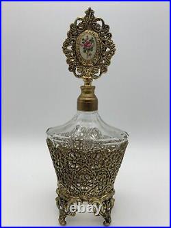 Vintage Hollywood Regency Ornate Gold Ormolu Perfume Bottle Crystal Dauber Vintage Hollywood Regency Ornate Gold Ormolu Perfume Bottle Crystal Dauber
