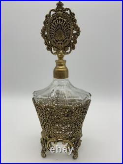 Vintage Hollywood Regency Ornate Gold Ormolu Perfume Bottle Crystal Dauber Vintage Hollywood Regency Ornate Gold Ormolu Perfume Bottle Crystal Dauber