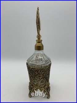 Vintage Hollywood Regency Ornate Gold Ormolu Perfume Bottle Crystal Dauber Vintage Hollywood Regency Ornate Gold Ormolu Perfume Bottle Crystal Dauber