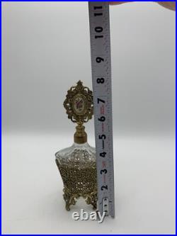 Vintage Hollywood Regency Ornate Gold Ormolu Perfume Bottle Crystal Dauber Vintage Hollywood Regency Ornate Gold Ormolu Perfume Bottle Crystal Dauber