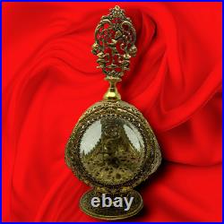 Vintage Huge Ormolu Filigree Regency Cherub Perfume Bottle Glass Dauber 9 x 4