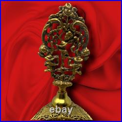 Vintage Huge Ormolu Filigree Regency Cherub Perfume Bottle Glass Dauber 9 x 4
