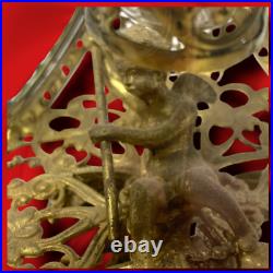 Vintage Huge Ormolu Filigree Regency Cherub Perfume Bottle Glass Dauber 9 x 4