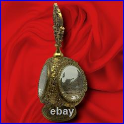 Vintage Huge Ormolu Filigree Regency Cherub Perfume Bottle Glass Dauber 9 x 4