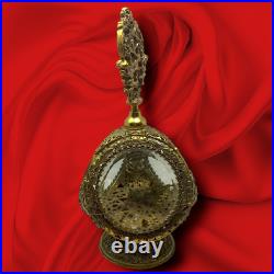 Vintage Huge Ormolu Filigree Regency Cherub Perfume Bottle Glass Dauber 9 x 4