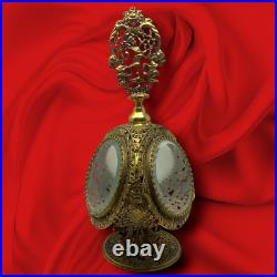 Vintage Huge Ormolu Filigree Regency Cherub Perfume Bottle Glass Dauber 9 x 4