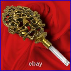 Vintage Huge Ormolu Filigree Regency Cherub Perfume Bottle Glass Dauber 9 x 4