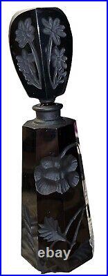 Vintage I. W. Rice Black Carved Perfume Bottle withOriginal Labels Made in Japan