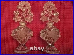 Vintage Imperial Glass/IRICE Perfume Bottles with Grape Leaf Stoppers 1930's-40s