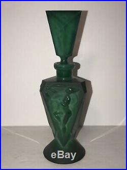 Vintage Ingrid Curt Schlevogt Art Deco Malachite Perfume Bottle Green Lady