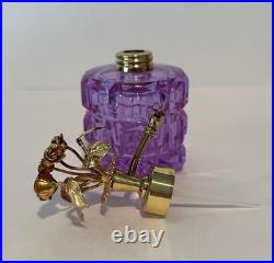 Vintage Irice Alexandrite Cut Glass Atomizer Perfume Bottle Neodymium Gold Roses