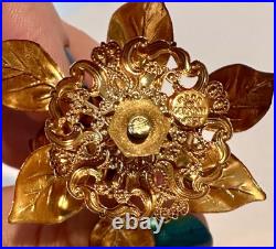 Vintage Irice Alexandrite Cut Glass Atomizer Perfume Bottle Neodymium Gold Roses