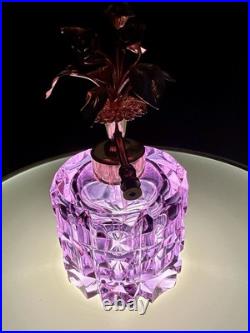 Vintage Irice Alexandrite Cut Glass Atomizer Perfume Bottle Neodymium Gold Roses